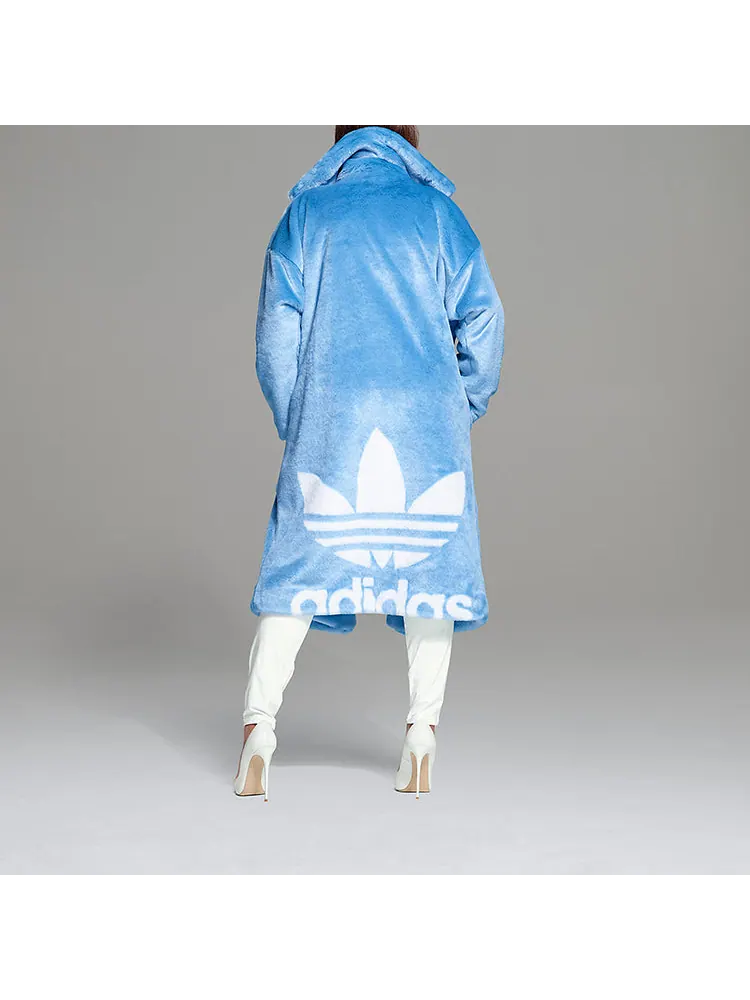 Куртка Adidas originals x Ivy Park Crossover Plush Long Large Jacket Couple Style Blue — изображение 4 из 8, синий