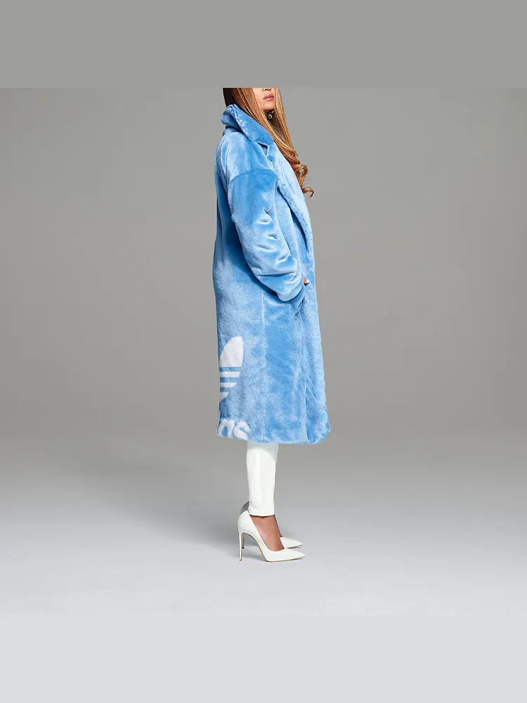 Куртка Adidas originals x Ivy Park Crossover Plush Long Large Jacket Couple Style Blue — изображение 5 из 8, синий