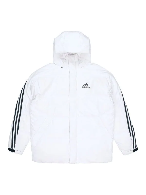 Пуховик adidas 3st Puffy Dwn J Casual Sports Stay Warm hooded down Jacket White — изображение 1 из 4, белый