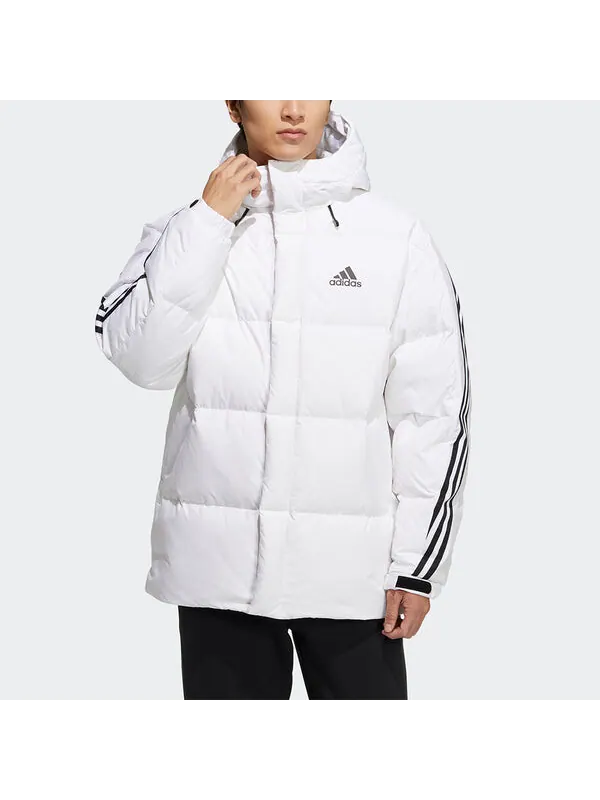 Пуховик adidas 3st Puffy Dwn J Casual Sports Stay Warm hooded down Jacket White — изображение 3 из 4, белый