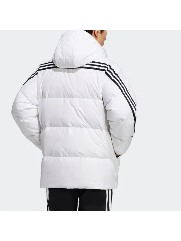 Пуховик adidas 3st Puffy Dwn J Casual Sports Stay Warm hooded down Jacket White — изображение 4 из 4, белый