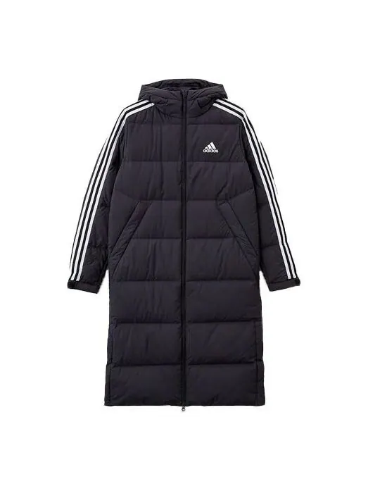 Пуховик adidas 3ST Long Coat Outdoor Sports Hooded Stay Warm Down Jacket Black — изображение 1 из 4, черный