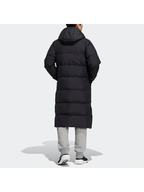 Пуховик adidas 3ST Long Coat Outdoor Sports Hooded Stay Warm Down Jacket Black — изображение 4 из 4, черный