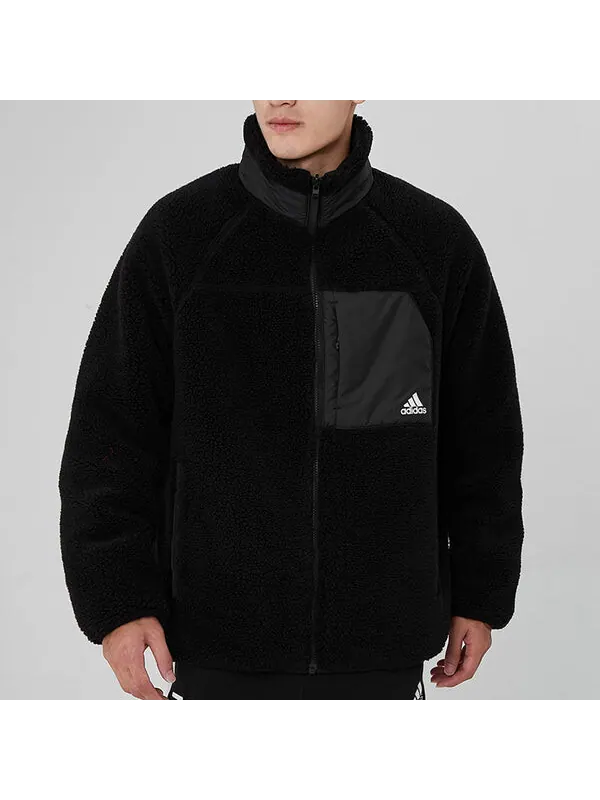 Куртка шерпа двусторонняя куртка азиатские размеры Adidas — изображение 3 из 4, черный