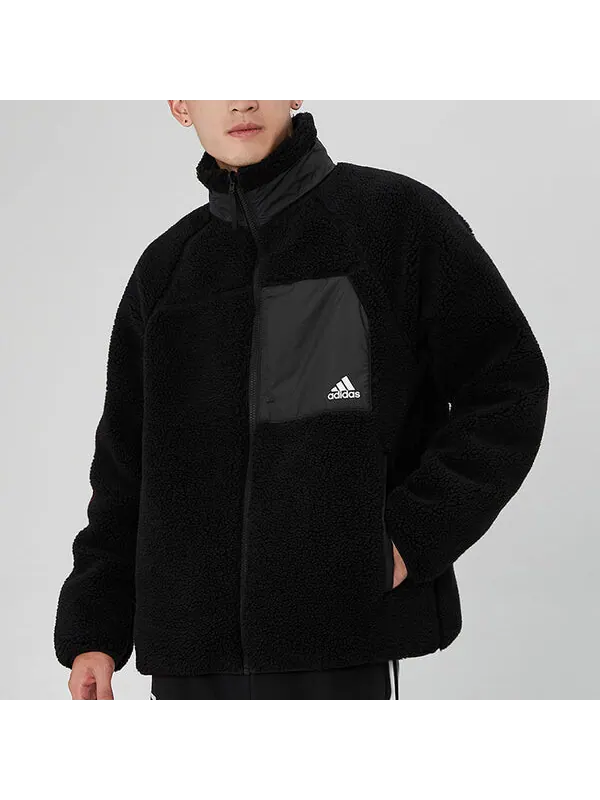 Куртка шерпа двусторонняя куртка азиатские размеры Adidas — изображение 4 из 4, черный