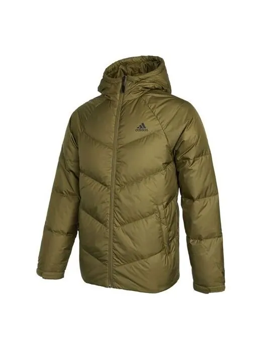Пуховик adidas Solid Color Sports Stay Warm hooded down Jacket Green — изображение 1 из 2, зеленый