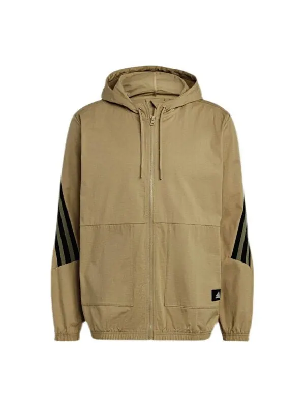 Куртка adidas hooded Windproof Athleisure Casual Sports Jacket Khaki — изображение 1 из 4, хаки