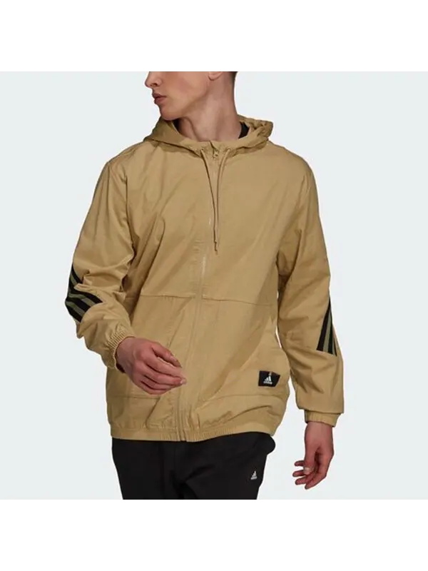 Куртка adidas hooded Windproof Athleisure Casual Sports Jacket Khaki — изображение 2 из 4, хаки