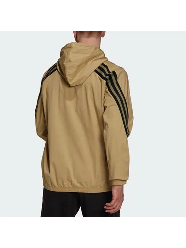 Куртка adidas hooded Windproof Athleisure Casual Sports Jacket Khaki — изображение 3 из 4, хаки