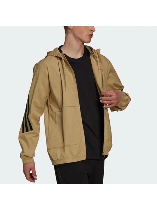 Куртка adidas hooded Windproof Athleisure Casual Sports Jacket Khaki — изображение 4 из 4, хаки