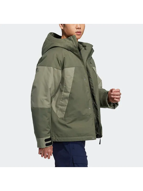 Пуховик Men's adidas Cb Bos Logo Jkt Outdoor Colorblock Sports With Down Feather Military Green — изображение 4 из 4, зеленый