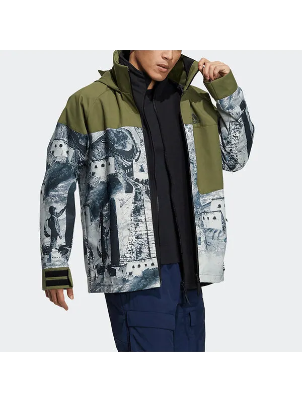 Куртка adidas Zipper Stand Collar Hooded 3 In 1 Long Sleeves Logo Jacket Dark Olive Green — изображение 3 из 4, мульти