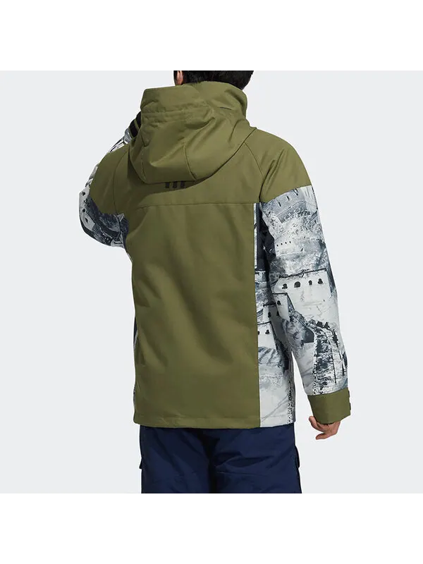 Куртка adidas Zipper Stand Collar Hooded 3 In 1 Long Sleeves Logo Jacket Dark Olive Green — изображение 4 из 4, мульти