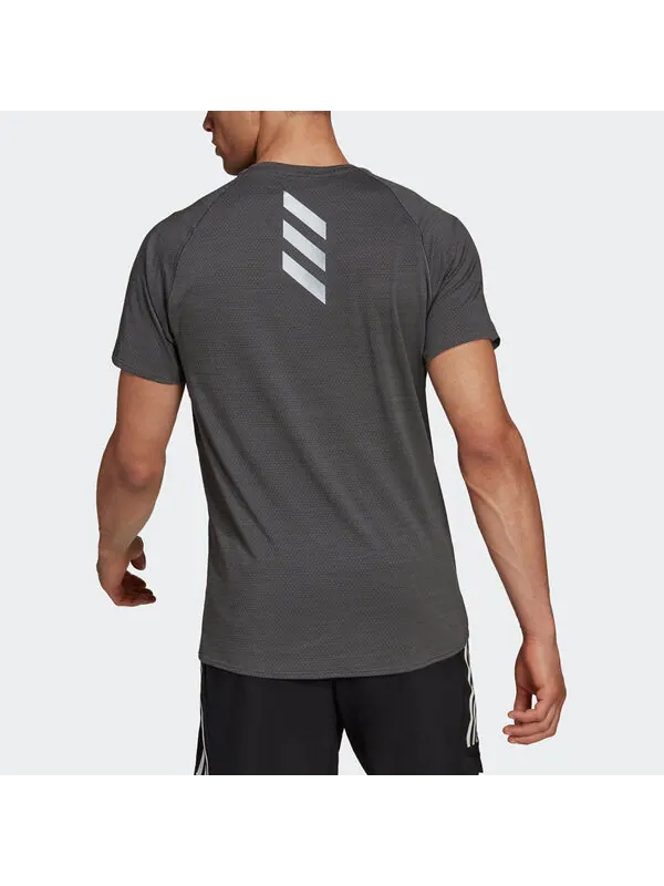 Футболка adidas Leisure Sports Running Short Sleeve Men's Dark Grey — изображение 3 из 4, темный серый