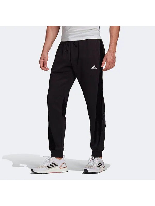 Спортивные штаны adidas Velvet Pant M Sports Training Splicing Bundle Feet Knit Long Pants Black — изображение 2 из 4, черный