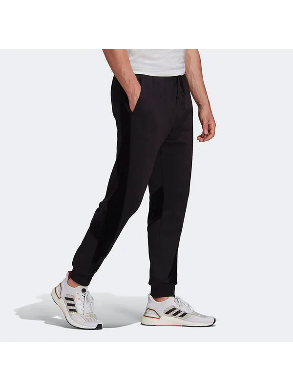 Спортивные штаны adidas Velvet Pant M Sports Training Splicing Bundle Feet Knit Long Pants Black — изображение 4 из 4, черный