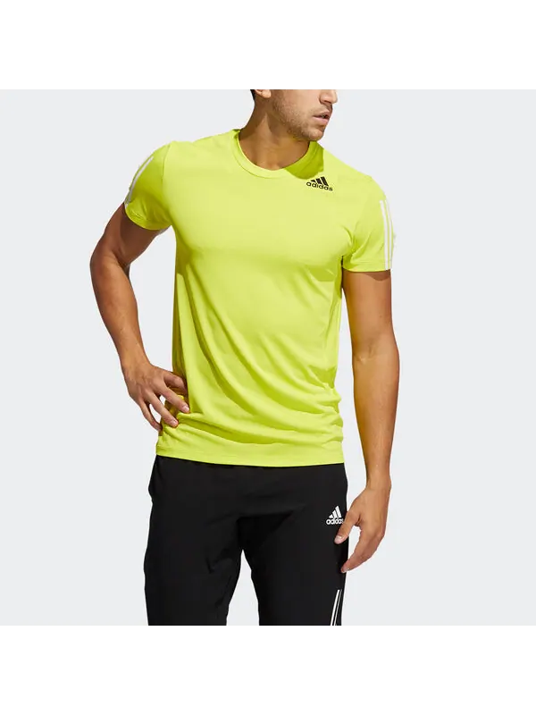 Футболка h.rdy 3s tee training running sports short sleeve green yellow Adidas — изображение 2 из 4, жёлто-зеленый
