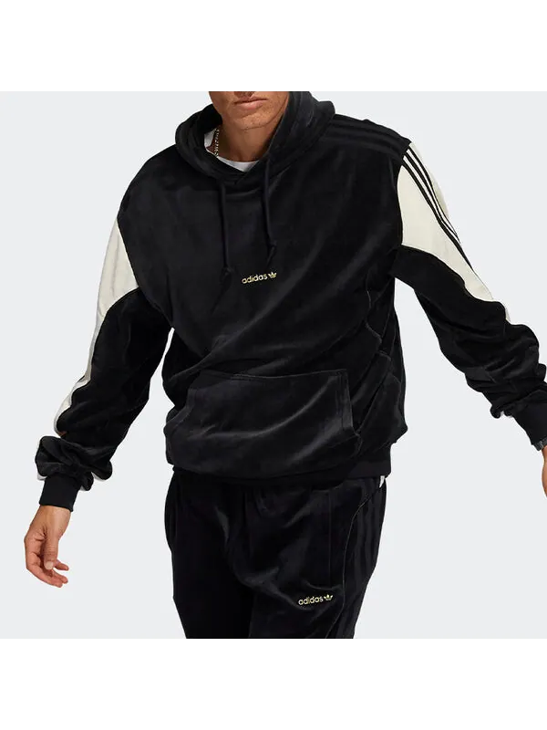 Толстовка adidas originals Velour Hoody Velvet Contrasting Colors Black — изображение 2 из 4, мульти