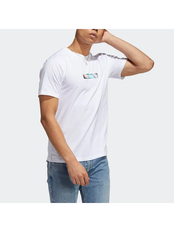 Футболка originals summer box line back printing sports short sleeve white Adidas — изображение 4 из 4, белый