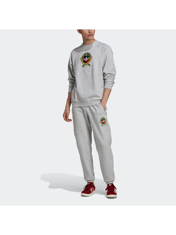 Толстовка adidas originals C Crest Crew team logo Fleece Lined Stay Warm Round Neck Sports Gray — изображение 2 из 4, серый