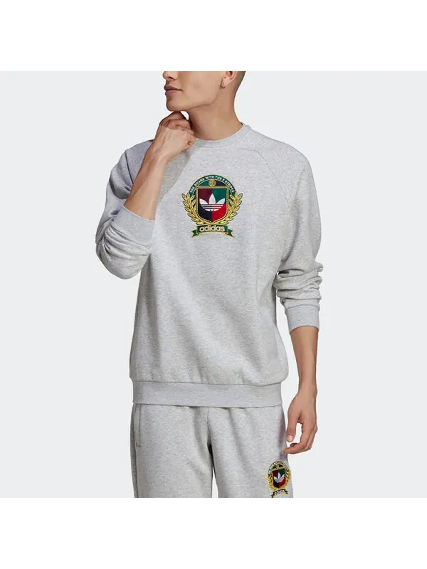 Толстовка adidas originals C Crest Crew team logo Fleece Lined Stay Warm Round Neck Sports Gray — изображение 3 из 4, серый
