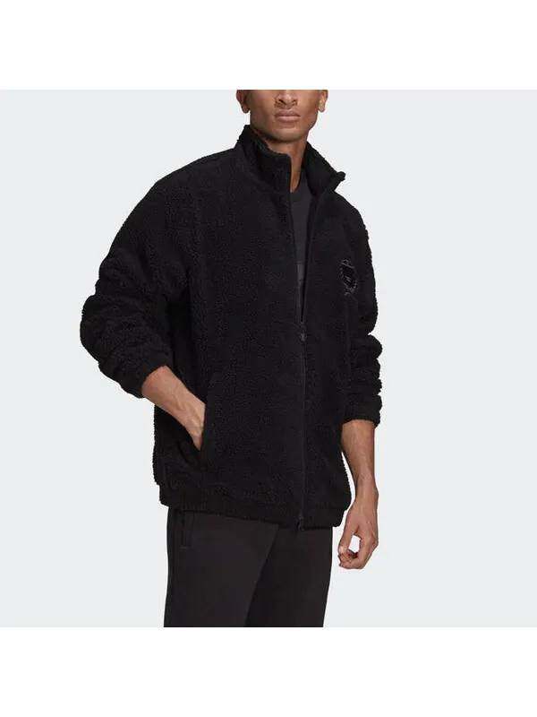Куртка adidas originals C Crest Jacket Stay Warm polar fleece Stand Collar Black — изображение 2 из 4, черный