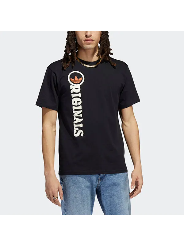 Футболка adidas originals Logo Printing Casual Round Neck Sports Short Sleeve Black — изображение 2 из 4, мульти