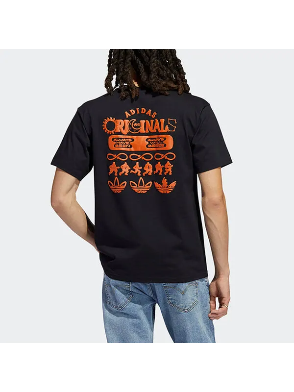 Футболка adidas originals Logo Printing Casual Round Neck Sports Short Sleeve Black — изображение 3 из 4, мульти