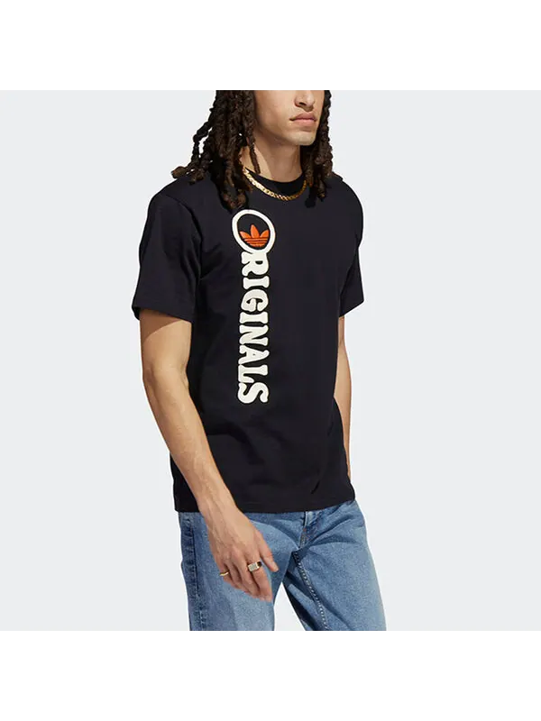 Футболка adidas originals Logo Printing Casual Round Neck Sports Short Sleeve Black — изображение 4 из 4, мульти