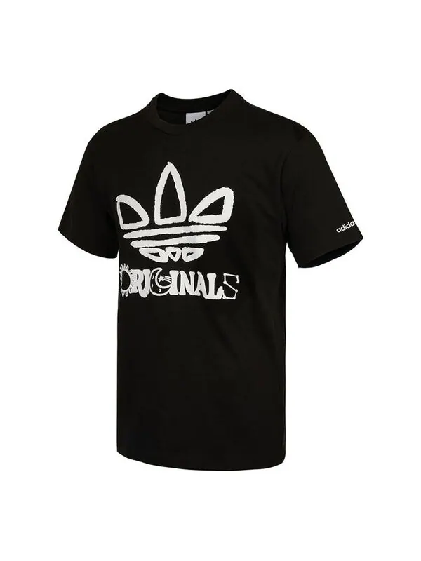 Футболка adidas originals Trefo Graffiti Logo Printing Sports Short Sleeve Black — изображение 1 из 2, черный