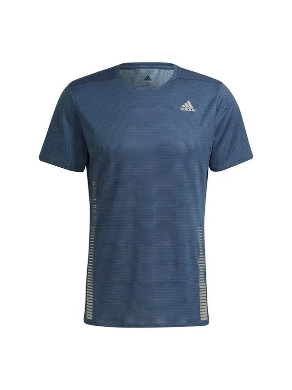 Футболка premium tee m reflective running sports short sleeve blue Adidas — изображение 1 из 4, синий