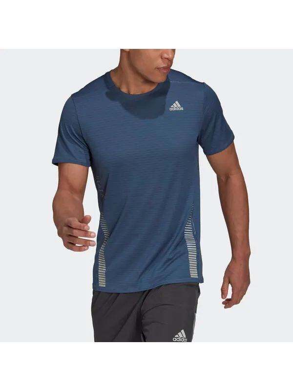 Футболка premium tee m reflective running sports short sleeve blue Adidas — изображение 2 из 4, синий