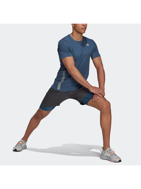 Футболка premium tee m reflective running sports short sleeve blue Adidas — изображение 4 из 4, синий
