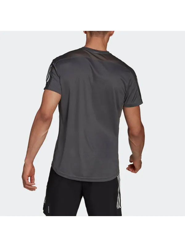 Футболка own the run sports training running short sleeve gray Adidas — изображение 3 из 4, темный серый