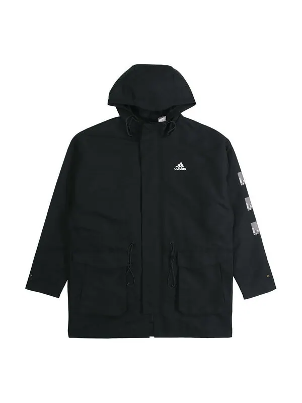Куртка cny jkt top sports training printing hooded fleece lined woven jacket black Adidas — изображение 1 из 4, черный