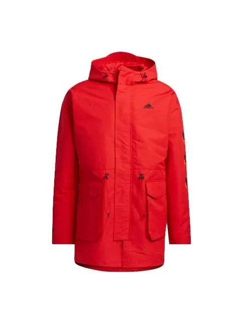 Куртка adidas Cny Jkt Top Sports Training Printing hooded Fleece Lined Woven Jacket Red — изображение 1 из 4, светлый красный