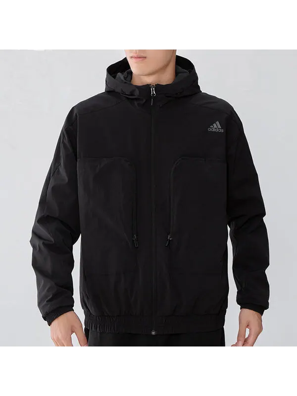 Куртка adidas Cargo Athleisure Casual Sports Hooded Jacket Black — изображение 2 из 4, черный