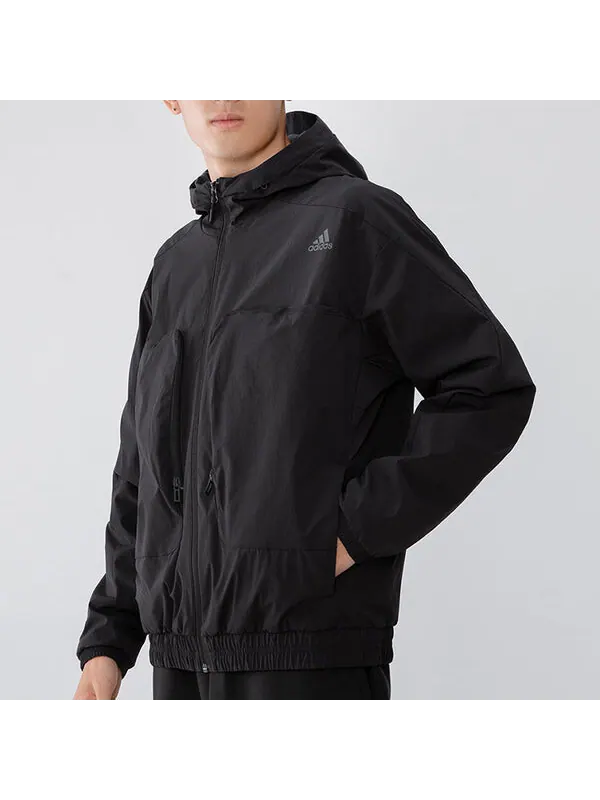Куртка adidas Cargo Athleisure Casual Sports Hooded Jacket Black — изображение 4 из 4, черный