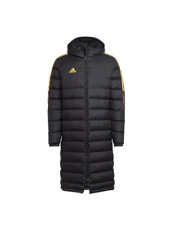 Пуховик Men's adidas Small Logo Mid-Length Hooded Down Jacket Black — изображение 1 из 4, черный
