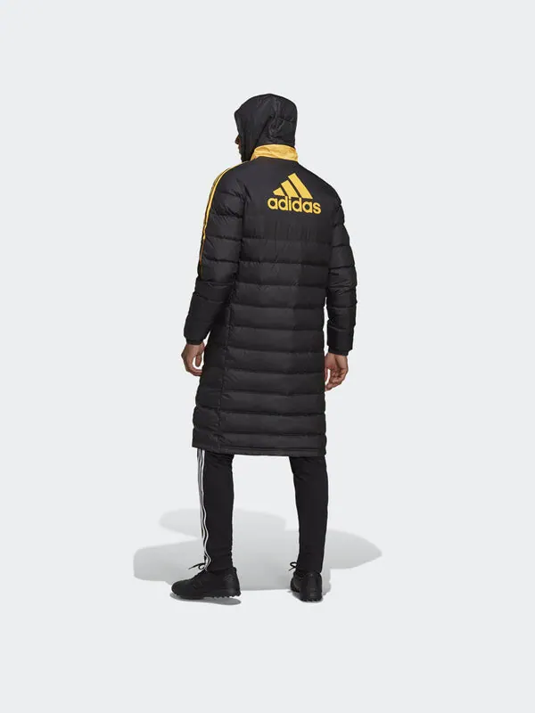 Пуховик Men's adidas Small Logo Mid-Length Hooded Down Jacket Black — изображение 3 из 4, черный