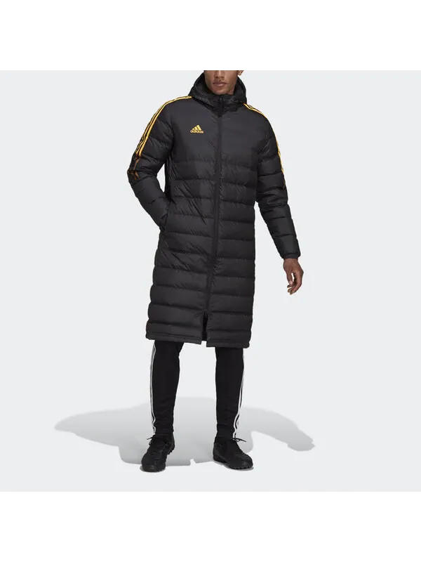 Пуховик Men's adidas Small Logo Mid-Length Hooded Down Jacket Black — изображение 4 из 4, черный