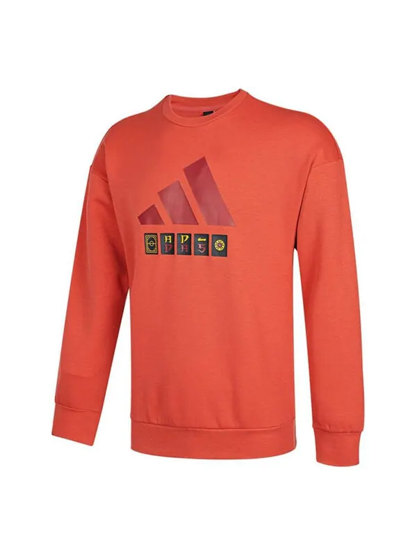 Толстовка Men's adidas St Story Sweat Large Logo Printing Sports Round Neck Pullover Orange Red — изображение 1 из 2, мульти