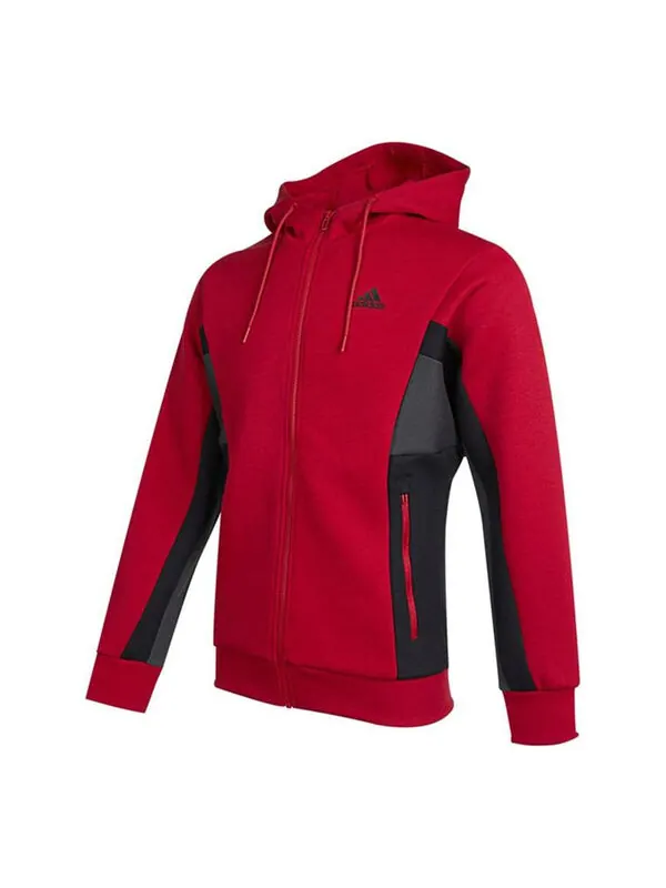 Куртка adidas St Kn Spcr Jkt Contrasting Colors Pocket Knit Sports hooded Logo Jacket Red — изображение 1 из 4, красный