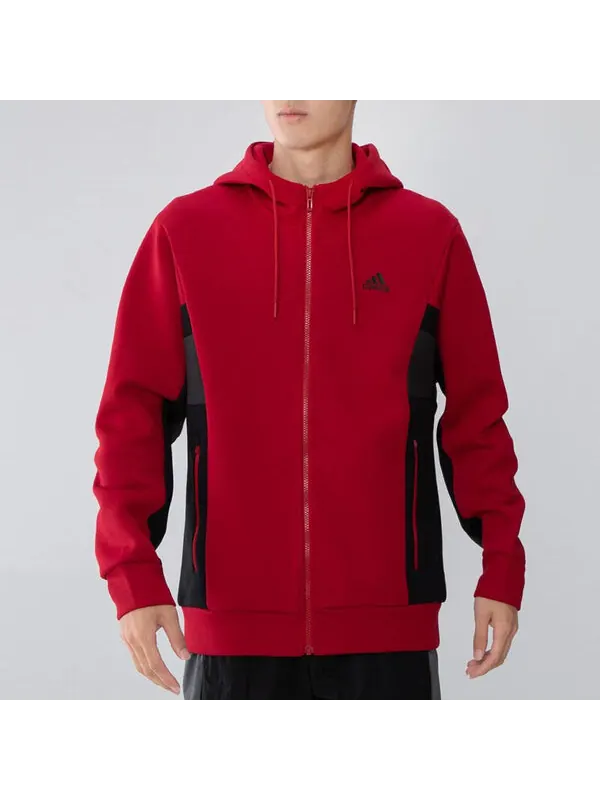 Куртка adidas St Kn Spcr Jkt Contrasting Colors Pocket Knit Sports hooded Logo Jacket Red — изображение 3 из 4, красный