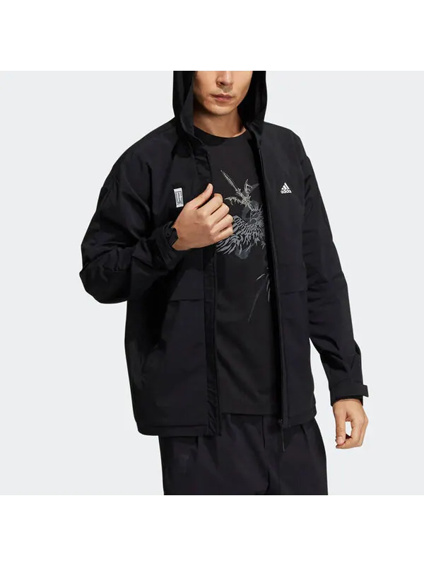 Куртка Men's adidas Martial Arts Series Sports Logo Casual Hooded Jacket Black — изображение 3 из 3, мульти
