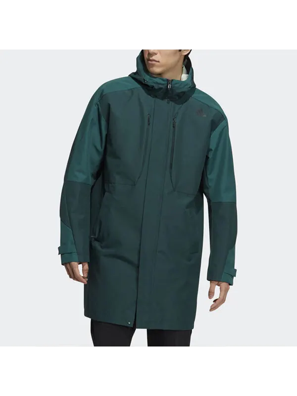 Куртка adidas Elastic hooded Zipper Logo Jacket Green — изображение 2 из 4, мульти
