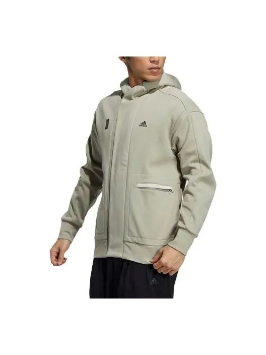 Куртка Men's adidas Logo Printing Big Pocket Sports Hooded Jacket Leather Gray — изображение 1 из 3, мульти
