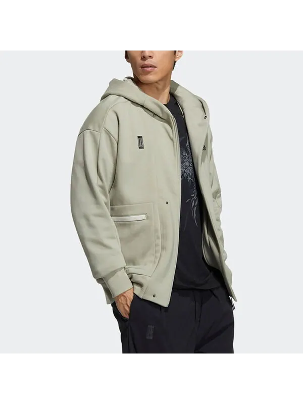 Куртка Men's adidas Logo Printing Big Pocket Sports Hooded Jacket Leather Gray — изображение 3 из 3, мульти