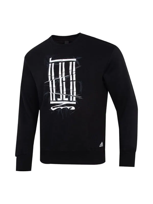 Толстовка Men's adidas Athleisure Casual Sports Pullover Round Neck Black — изображение 1 из 4, черный