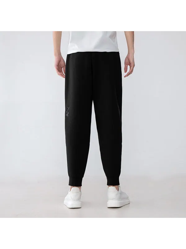 Спортивные штаны Men's adidas Running Training Bundle Feet Sports Pants/Trousers/Joggers Black — изображение 4 из 4, черный